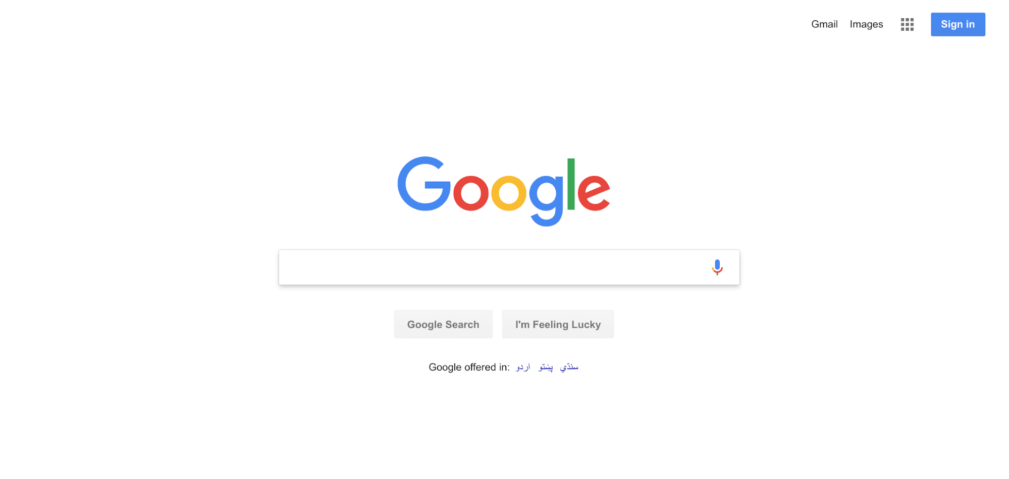 Use of whitespace in web design by Google